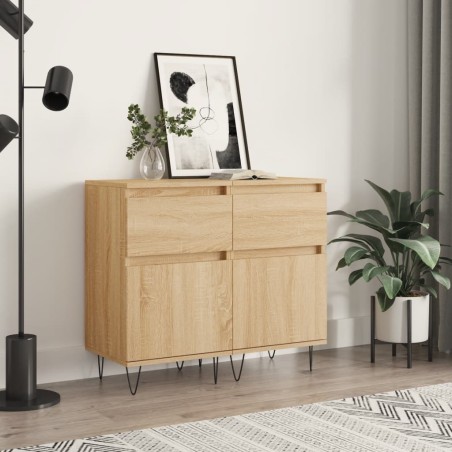vidaXL Aparadores 2 uds madera de ingeniería roble Sonoma 40x35x70 cm