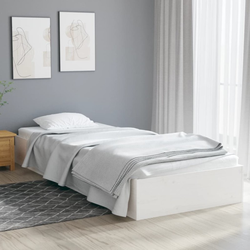 vidaXL Estructura de cama individual madera maciza blanca 75x190 cm vidaXL Estructura de cama individual madera maciza blanca 75x190 cm