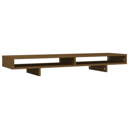 vidaXL Soporte de monitor madera maciza pino marrón miel 100x27x14 cm