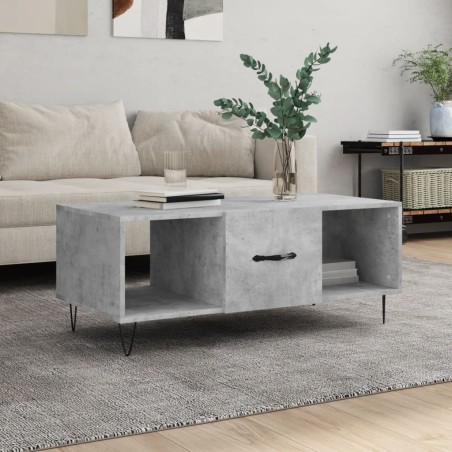 vidaXL Mesa de centro madera contrachapada gris hormigón 102x50x40 cm