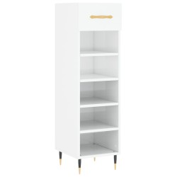 vidaXL Mueble zapatero madera contrachapada blanco brillo 30x35x105 cm