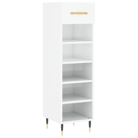 vidaXL Mueble zapatero madera contrachapada blanco brillo 30x35x105 cm