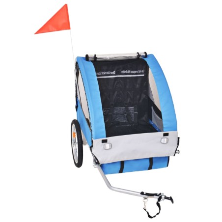 vidaXL Remolque para bicicletas gris y azul 30 kg