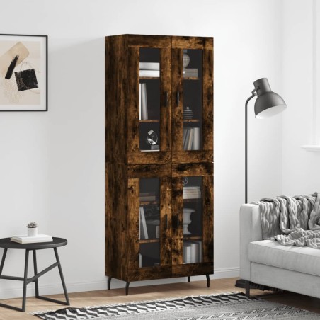 vidaXL Aparador alto madera contrachapada roble ahumado 69,5x34x180 cm