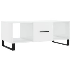 vidaXL Mesa de centro madera contrachapada blanco brillo 102x50x40 cm