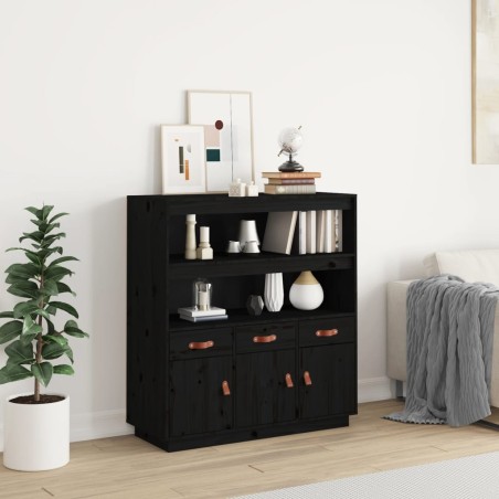 vidaXL Aparador alto madera maciza de pino negro 100x40x108,5 cm