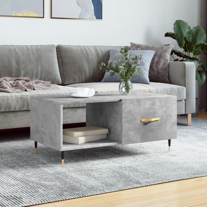vidaXL Mesa de centro madera contrachapada gris hormigón 90x50x40 cm vidaXL Mesa de centro madera contrachapada gris hormigón 90x50x40 cm