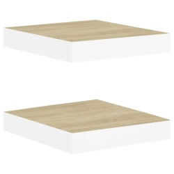 vidaXL Estante flotante pared 2 uds MDF roble y blanco 23x23,5x3,8 cm