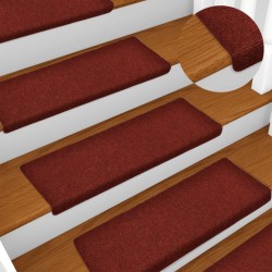 vidaXL Alfombrillas de escalera 5 unidades rojo burdeos 65x21x4 cm