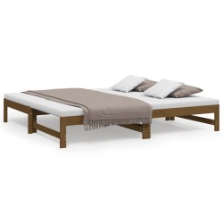 vidaXL Sofá cama extraíble madera maciza pino marrón miel 2x(75x190)cm