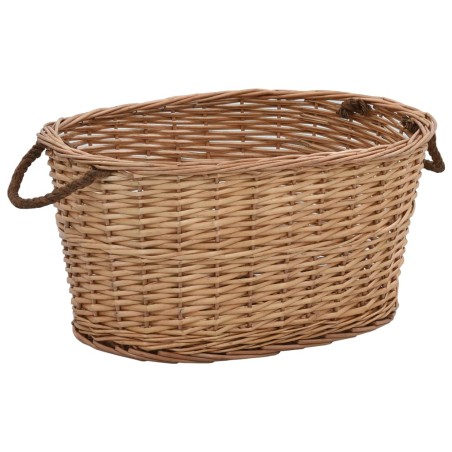 vidaXL Cesta para leña con asas de transporte sauce natural 58x42x29cm