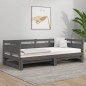 vidaXL Sofá cama extraíble madera maciza de pino gris 2x(80x200) cm