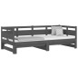 vidaXL Sofá cama extraíble madera maciza de pino gris 2x(80x200) cm