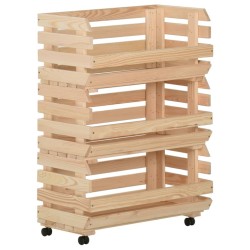 vidaXL Carrito para verduras madera maciza de pino 57x30x80 cm