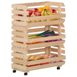 vidaXL Carrito para verduras madera maciza de pino 57x30x80 cm