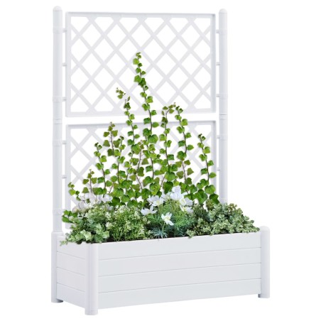 vidaXL Jardinera con enrejado PP blanca 100x43x142 cm 