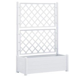 vidaXL Jardinera con enrejado PP blanca 100x43x142 cm 