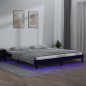 vidaXL Estructura de cama con LED madera maciza negro 140x190 cm vidaXL Estructura de cama con LED madera maciza negro 140x190 cm