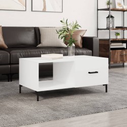 vidaXL Mesa de centro madera contrachapada blanco brillo 90x50x40 cm