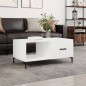 vidaXL Mesa de centro madera contrachapada blanco brillo 90x50x40 cm vidaXL Mesa de centro madera contrachapada blanco brillo 90x50x40 cm