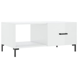 vidaXL Mesa de centro madera contrachapada blanco brillo 90x50x40 cm
