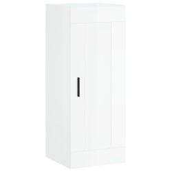 vidaXL Armario de pared madera ingeniería blanco brillo 34,5x34x90 cm