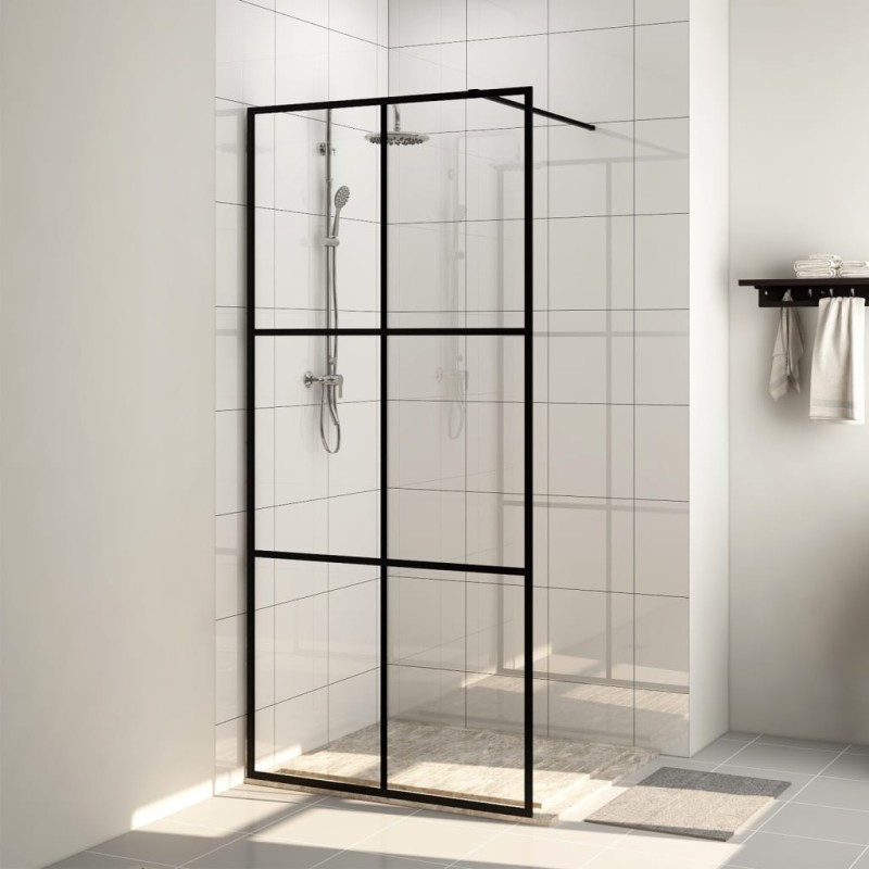 vidaXL Mampara ducha accesible vidrio ESG transparente negro 100x195cm vidaXL Mampara ducha accesible vidrio ESG transparente negro 100x195cm