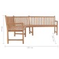vidaXL Banco de esquina de jardín madera maciza teca 185x185x90 cm vidaXL Banco de esquina de jardín madera maciza teca 185x185x90 cm