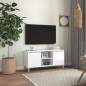 vidaXL Mueble de TV patas madera pino blanco con brillo 103,5x35x50 cm