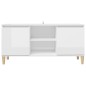 vidaXL Mueble de TV patas madera pino blanco con brillo 103,5x35x50 cm