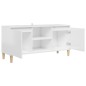 vidaXL Mueble de TV patas madera pino blanco con brillo 103,5x35x50 cm