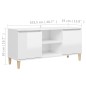 vidaXL Mueble de TV patas madera pino blanco con brillo 103,5x35x50 cm