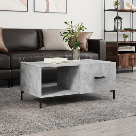 vidaXL Mesa de centro madera contrachapada gris hormigón 90x50x40 cm