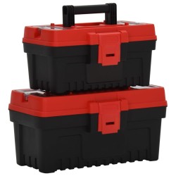 vidaXL Set de cajas de herramientas 2 pzas polipropileno negro y rojo