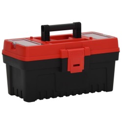 vidaXL Set de cajas de herramientas 2 pzas polipropileno negro y rojo