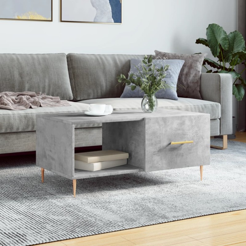 vidaXL Mesa de centro madera contrachapada gris hormigón 90x50x40 cm vidaXL Mesa de centro madera contrachapada gris hormigón 90x50x40 cm