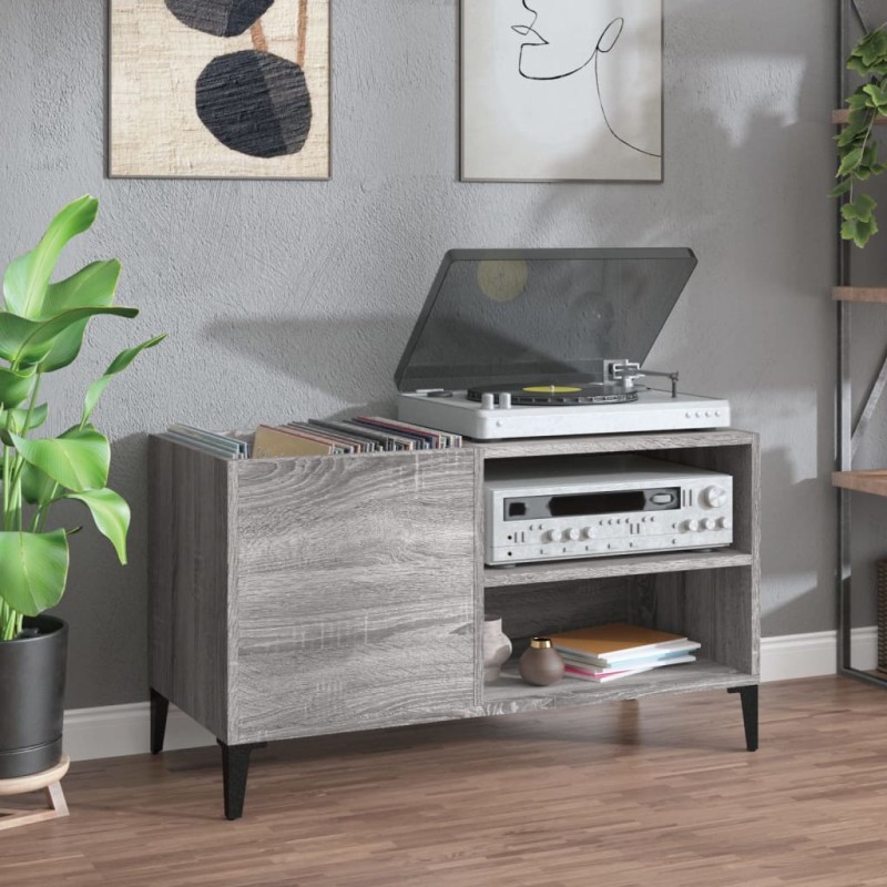vidaXL Mueble discos madera contrachapada gris sonoma 84,5x38x48 cm
