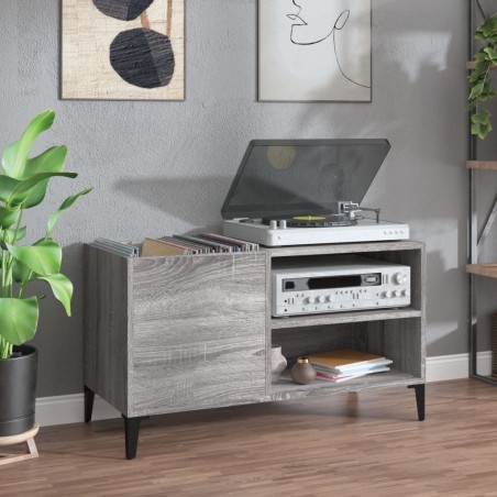 vidaXL Mueble discos madera contrachapada gris sonoma 84,5x38x48 cm