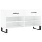 vidaXL Banco zapatero madera de ingeniería blanco brillo 102x35x55 cm vidaXL Banco zapatero madera de ingeniería blanco brillo 102x35x55 cm