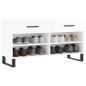 vidaXL Banco zapatero madera de ingeniería blanco brillo 102x35x55 cm vidaXL Banco zapatero madera de ingeniería blanco brillo 102x35x55 cm