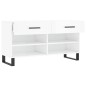 vidaXL Banco zapatero madera de ingeniería blanco brillo 102x35x55 cm vidaXL Banco zapatero madera de ingeniería blanco brillo 102x35x55 cm