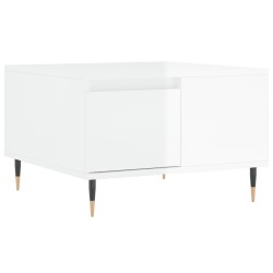vidaXL Mesa de centro madera contrachapada blanco brillo 55x55x36,5 cm