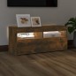 vidaXL Mueble de TV con luces LED roble ahumado 90x35x40 cm vidaXL Mueble de TV con luces LED roble ahumado 90x35x40 cm