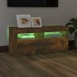 vidaXL Mueble de TV con luces LED roble ahumado 90x35x40 cm vidaXL Mueble de TV con luces LED roble ahumado 90x35x40 cm