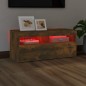 vidaXL Mueble de TV con luces LED roble ahumado 90x35x40 cm vidaXL Mueble de TV con luces LED roble ahumado 90x35x40 cm