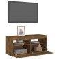 vidaXL Mueble de TV con luces LED roble ahumado 90x35x40 cm vidaXL Mueble de TV con luces LED roble ahumado 90x35x40 cm