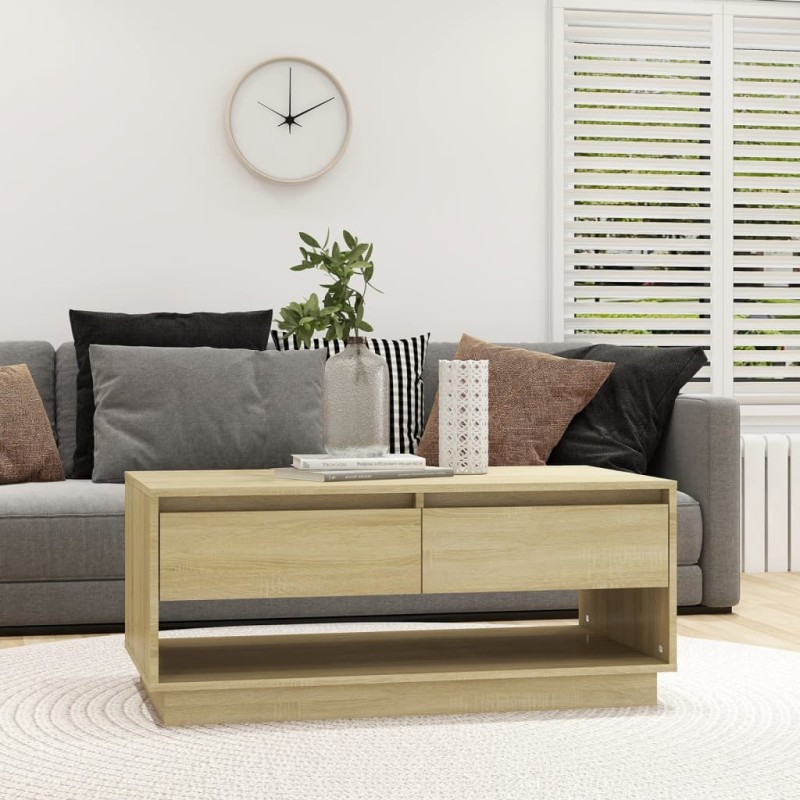vidaXL Mesa de centro madera contrachapada roble Sonoma 102,5x55x44 cm vidaXL Mesa de centro madera contrachapada roble Sonoma 102,5x55x44 cm
