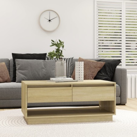 vidaXL Mesa de centro madera contrachapada roble Sonoma 102,5x55x44 cm