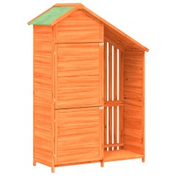 vidaXL Cobertizo herramientas jardín madera pino marrón 120x53,5x170cm