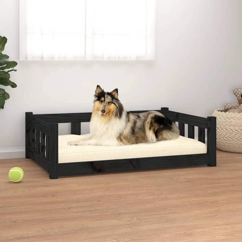 vidaXL Cama para perros madera maciza de pino negro 95,5x65,5x28 cm vidaXL Cama para perros madera maciza de pino negro 95,5x65,5x28 cm